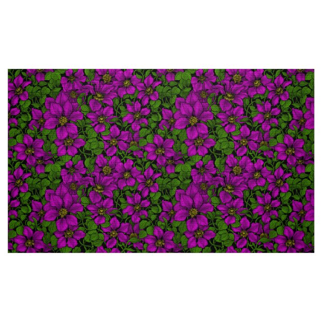 Pink Clematis vine Fabric (Fat Quarter)