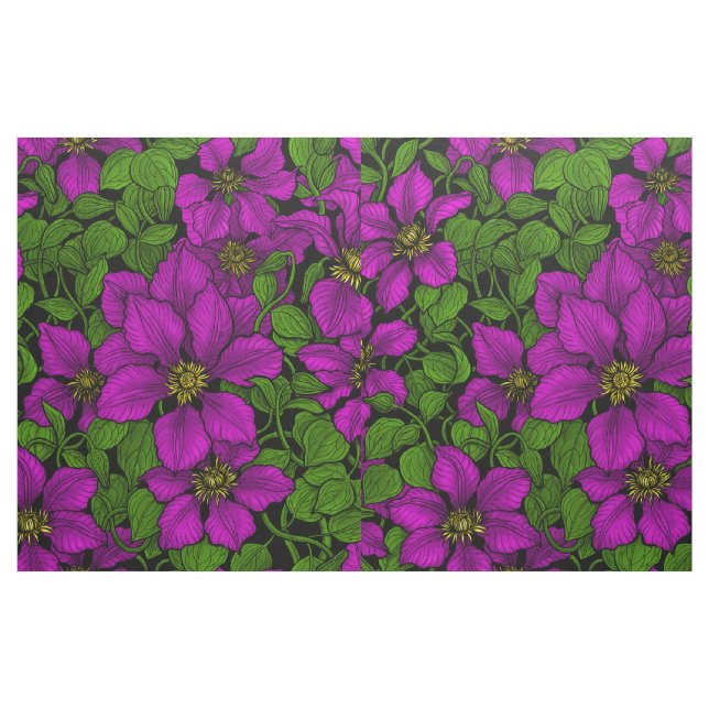 Pink Clematis vine Fabric (Fat Quarter)