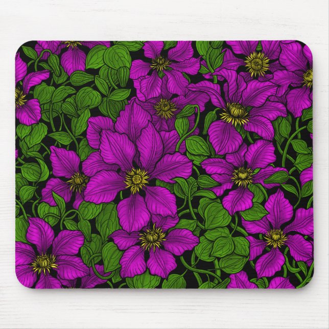 Pink Clematis vine Mouse Pad (Front)