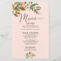 Pink Clementine Little Cutie Baby Shower Menu