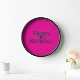 Pink Clock - Happy Birthday