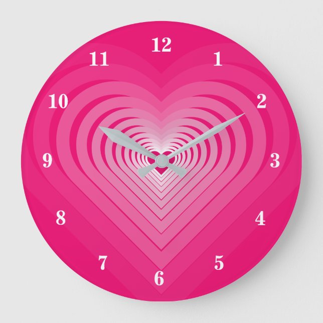 Pink Clock with Hearts - Choose Colours (Front)