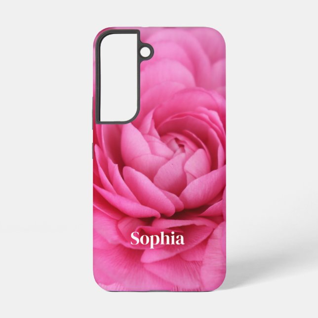 Pink Close-up Flower Personalized Samsung Galaxy S22 Case (Back)