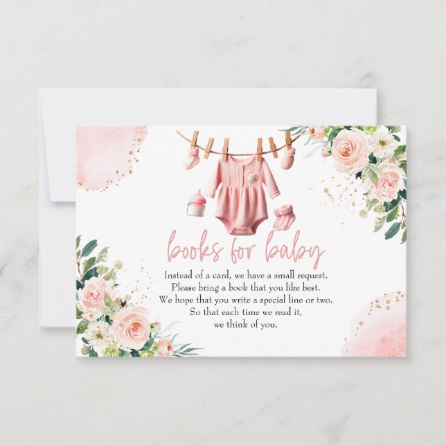 Pink clothes Books for baby card (Front)