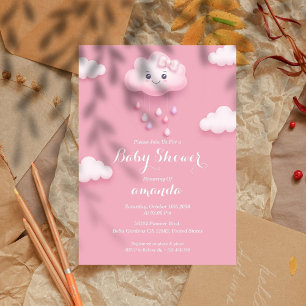 Pink Cloud Baby Shower Invitation