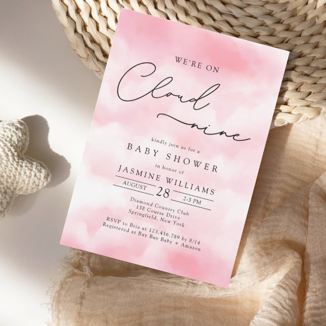 PinK Cloud Nine Baby Shower Invitation (Creator Uploaded)