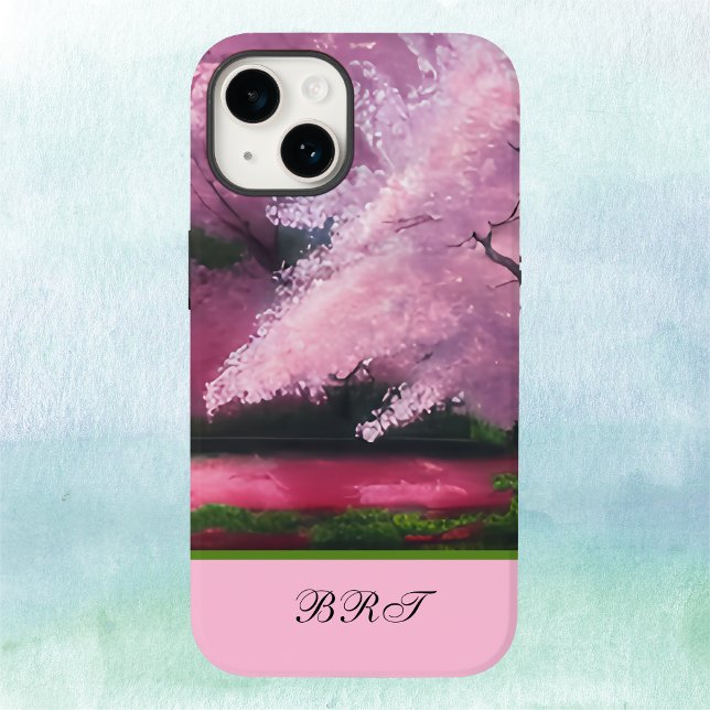Pink Cloud of Sakura Cherry Blossoms with Initials iPhone Case (Creator Uploaded)