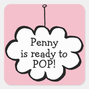Pink Cloud on a String Ready to POP Square Sticker