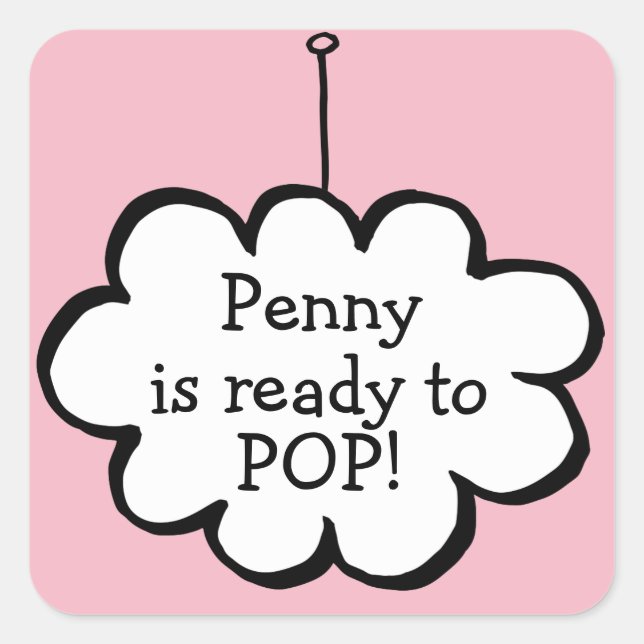 Pink Cloud on a String Ready to POP Square Sticker (Front)
