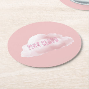 Pink Cloud Round Paper Coaster