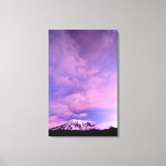 Pink Clouds Above Mount Rainier Canvas Print (Front)