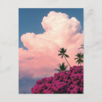 Pink Clouds and Blooming Bush Photography Art