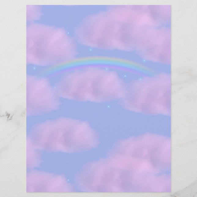 Pink Clouds and Rainbow Scrapbook Paper (Front)