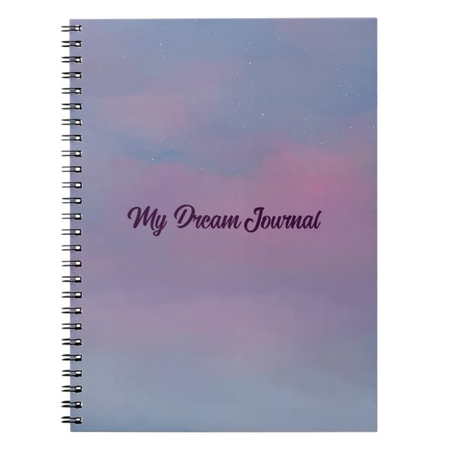 Pink Clouds and Stars Dream Journal Notebook (Front)