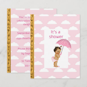 Pink Clouds Baby Girl Shower Digital Download Invitation