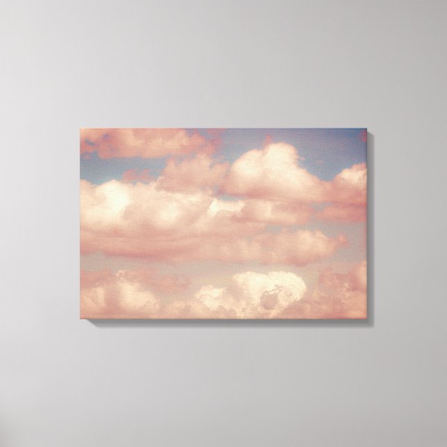 Pink Clouds & Blue Sky Nature Triptych Canvas Print (Front)