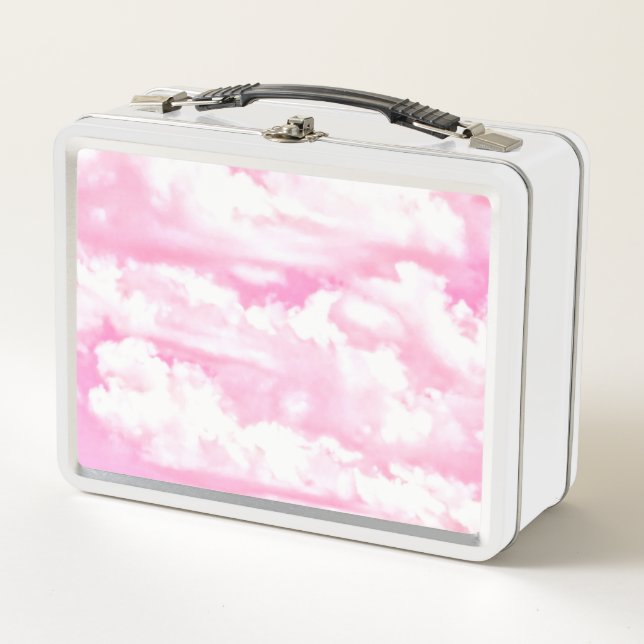 Pink Clouds Decor ready to customize Metal Lunch Box (Front)