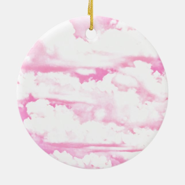 Pink Clouds Fashion Background Ceramic Ornament (Back)