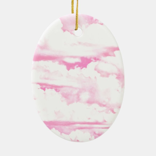 Pink Clouds Fashion Background Ceramic Ornament (Back)