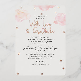 Pink Clouds Girl Baby Shower Flat Thank You F