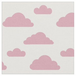 Pink clouds on white fabric by Nicole Janes