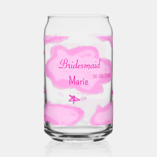 pink clouds pastel stars bridesmaid girly modern can glass