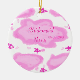  pink clouds pastel stars bridesmaid girly modern  ceramic ornament