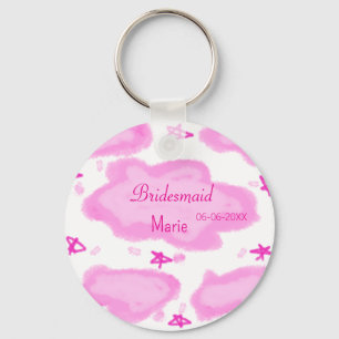 pink clouds pastel stars bridesmaid girly modern  keychain