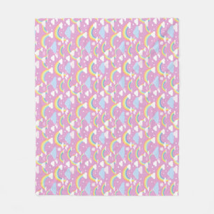 Pink Clouds, Rainbows, and Stars Background Fleece Blanket