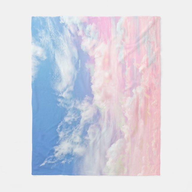 Pink Clouds Watercolor: Gradient Sky. Fleece Blanket (Front)