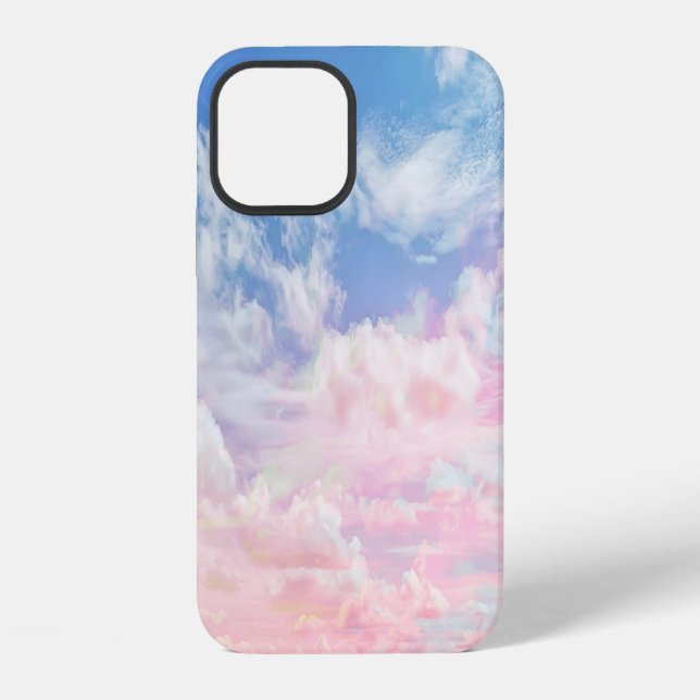 Pink Clouds Watercolor: Gradient Sky. iPhone Case (Back)