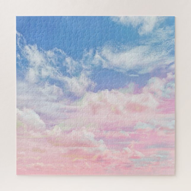 Pink Clouds Watercolor: Gradient Sky. Jigsaw Puzzle (Vertical)