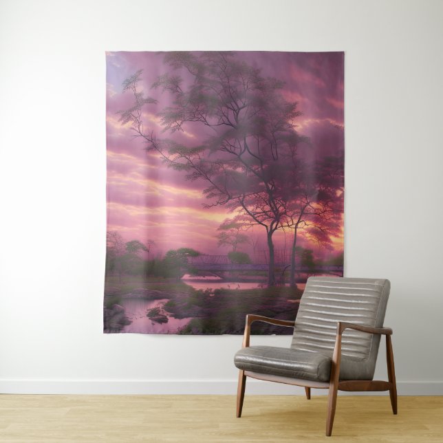 Pink Cloudy Sky Tapestry (In Situ)