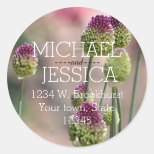 Pink Clover Flowers Personalized address Classic Round Sticker