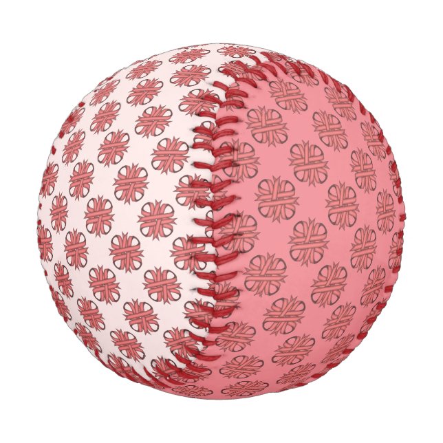 Pink Clover Ribbon by Kenneth Yoncich Baseball (Angled)