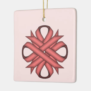 Pink Clover Ribbon by Kenneth Yoncich Ceramic Ornament
