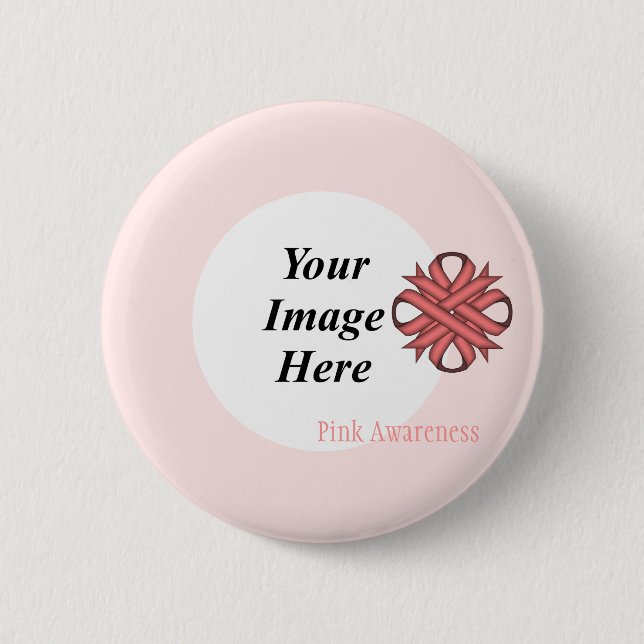 Pink Clover Ribbon Template by Kenneth Yoncich 2 Inch Round Button (Front)