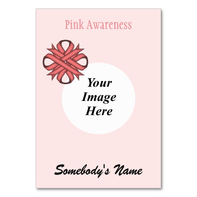 Pink Clover Ribbon Template by Kenneth Yoncich Table Number (Back)