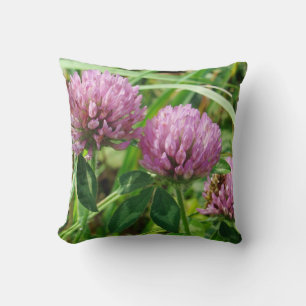 Pink Clover Wildflower - Trifolium pratense Throw Pillow