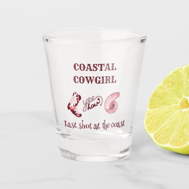 pink coastal cowgirl shot glass (Front)