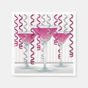 Pink cocktail and ribbon napkin