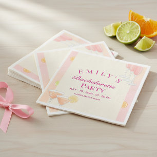 Pink Cocktail Bachelorette Party Napkin