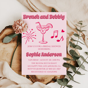 Pink Cocktail Brunch and Bubbly Bridal Shower  Invitation