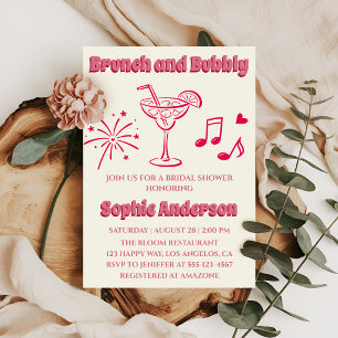 Pink Cocktail Brunch and Bubbly Bridal Shower Invitation