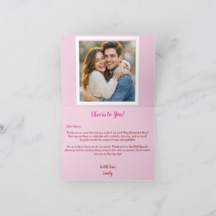 Pink Cocktail & Champagne Bachelorette Photo Thank You Card
