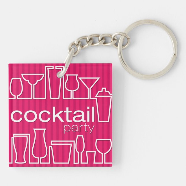 Pink cocktail party keychain (Back)