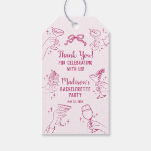 Pink Cocktail Party Retro Bachelorette Favour Gift Tags