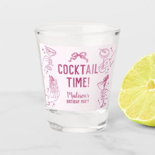 Pink Cocktail Party Retro Birthday Favours Shot Glass