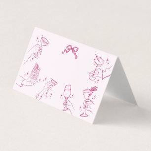 Pink Cocktail Party Retro Table Place Cards