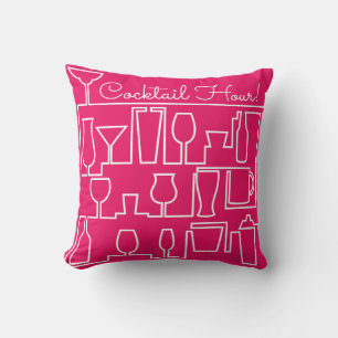 Pink cocktail party throw pillow